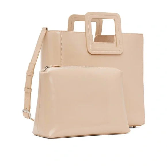 STAUD Beige Leather Tote Bag - Picture 2 of 12